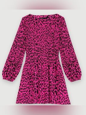 Maje hot pink leopard-print plissé